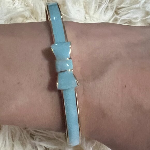 RARE New Kate Spade 2014 Take A Bow “EMULATES TIFFANY BLUE COLOR”Plated Bracelet - Picture 5 of 8